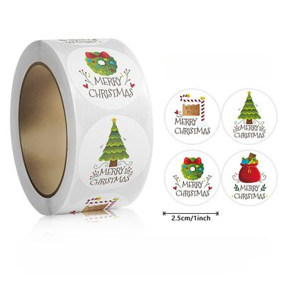 500 stk God Jul Klistremerker 1 tomme Runde Julemerkelapper Klistremerker for barn Gave Baking Pakke Konvolutt Kontorrekvisita Dekorasjon