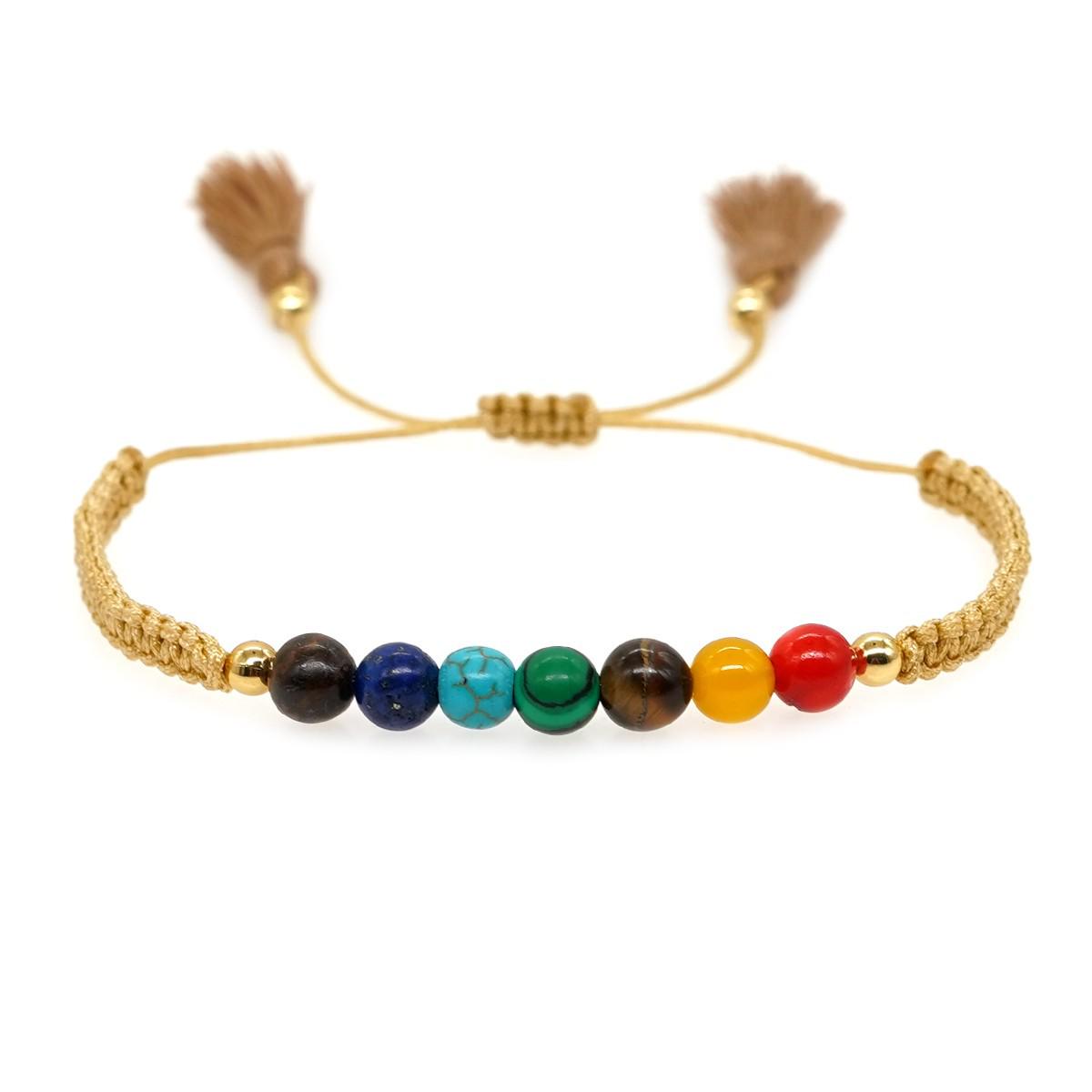 

Регулируемый унисекс ретро богемный браслет из железа, желчного камня и натурального камня