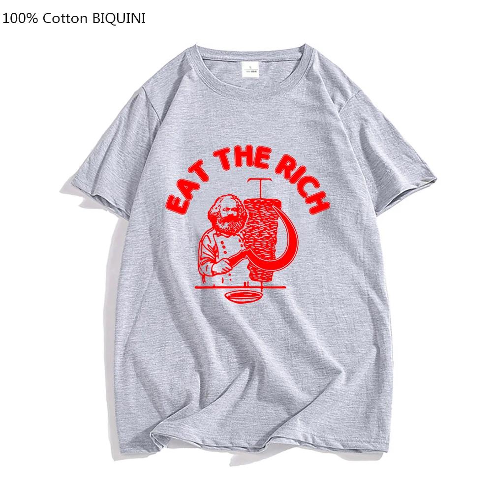 Tričko Doner Kebab Eat The Rich Letter Print Trička Základní unisex letní trička Tričko s výstřihem do O Neformální košile s krátkým rukávem 100% bavlna