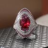 Vintage Gorgeous Inlaid Red Synthetic Zirconia Ring for Women Elegant Sparking Banquet Wedding Jewelry Accessories Perfect Gifts