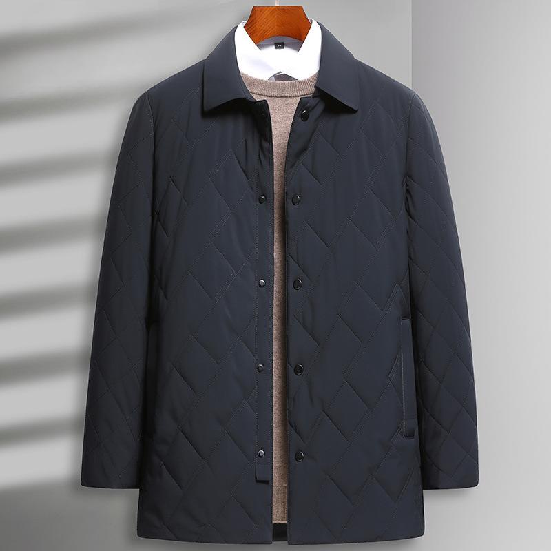 Men's Lapel Light Cotton Coat New Coat Autumn and Winter Middle-aged Casual Cotton Coat Warm Dad Cotton Jacket