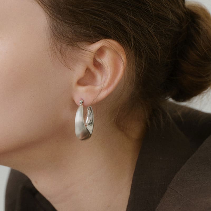 NORMALLEE [Silver 925] Bulky Hoop Earrings