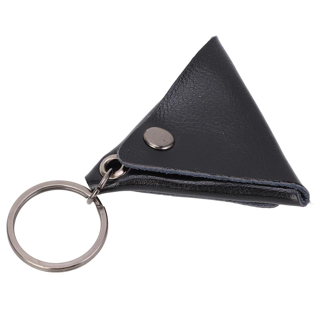 Guitar Pick Bag Faux Leather Waterproof Easy To Clean Portable Keychain Design Guitar Pick Holder Case Black