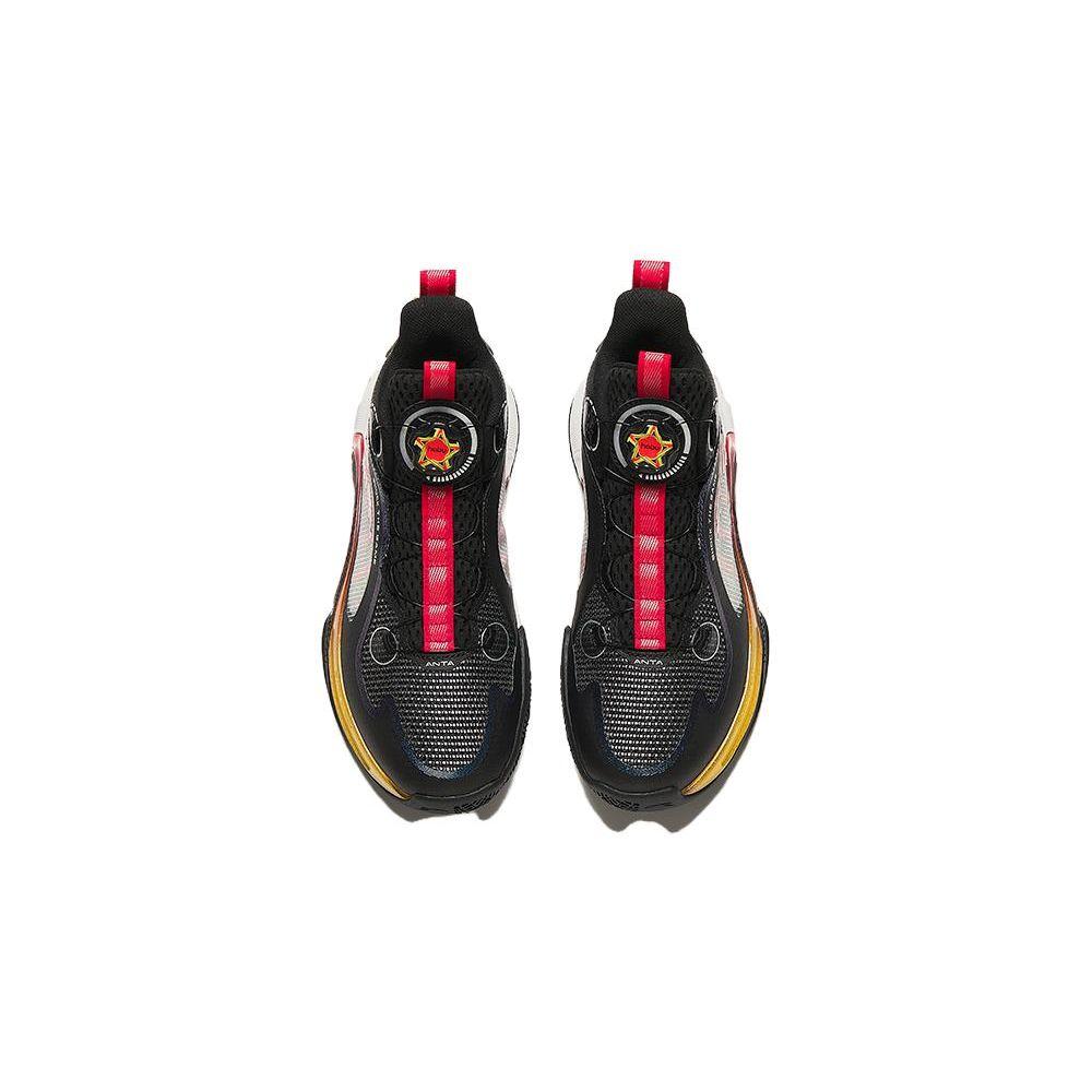 Anta Kids Fabric Non-Slip Shock Absorbing Wear-Resistant Mid-Top Basketball Shoes Kids basketball shoes Black 312411109-7