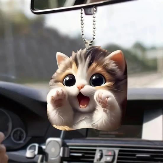 Ornamente pentru brad de Crăciun 2D desen animat pisică câine maimuță pandantiv decorație acrilică imprimată dublu față pentru rucsac mașină pentru copac