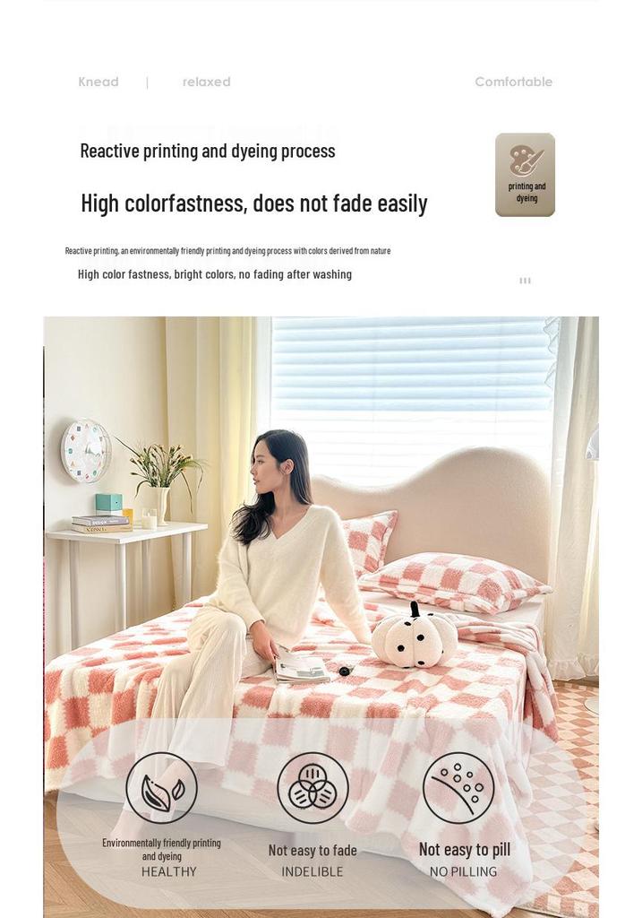 Cross-border Flannel Plaid Milk Velvet Summer Air Conditioning Blanket