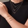 Qiong Yao 18K Gold Plated Zircon Heart Clavicle Bracelet - Stainless Steel, Stackable Fashion Jewelry