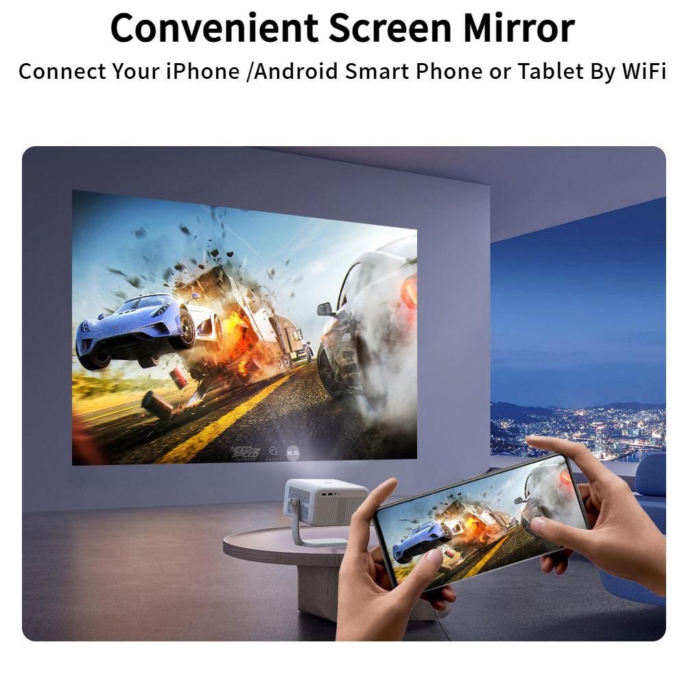 Germany 2026 1080P 360° Rotating Projector with Stand, 4K Wall Projection for Home Parties