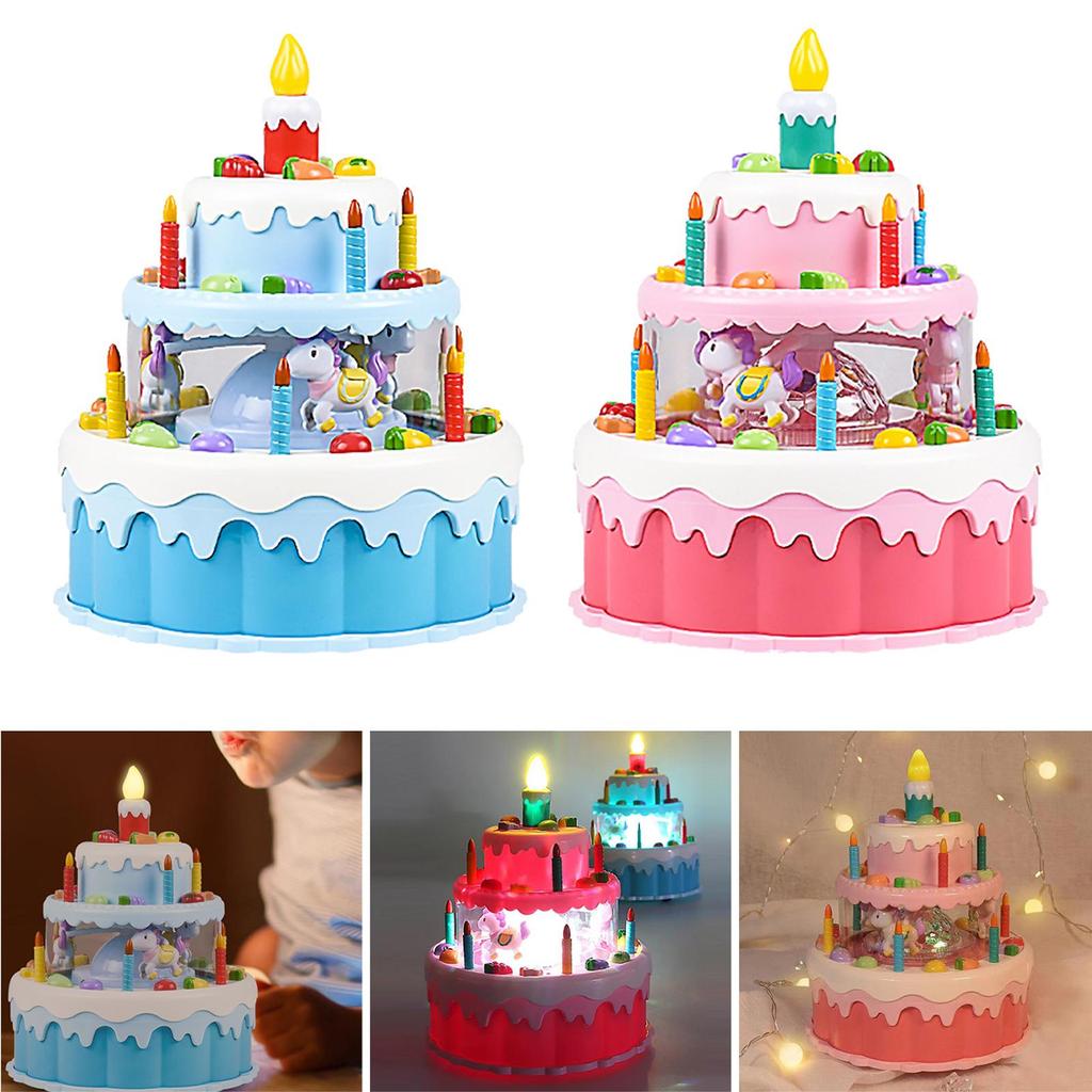 Birthday Cake Play, Making Wishes, Glowing Candles, Interactive Toy, Blowing Out Singing