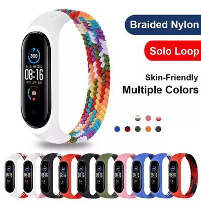 2021 geflochtene Solo Schleife Nylon stoff Strap Für Xiaomi Mi band 6 5 4 3 Elastische Armband Ersetzen Armband Für mi band 4 5 6 Strap