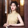Yellow sleeveless national style new Chinese Suzhou long cheongsam improved young 1011 new women's high sense summer