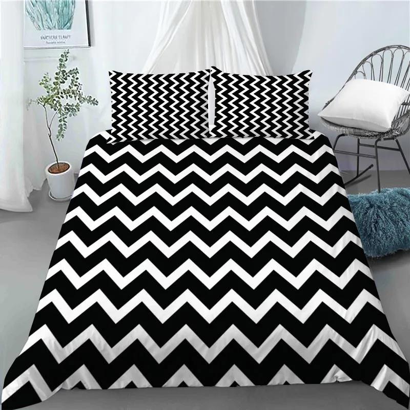 3D Nordic Style Black and White Grid Cute Animal Duvet Cover King Size Polyester Quilt Cover Pillowcases for Home Bedroom Decor
