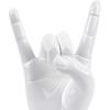 Rock Hand Gesture Statue, Finger Sculpture, Decorative Hand Sign, White Right