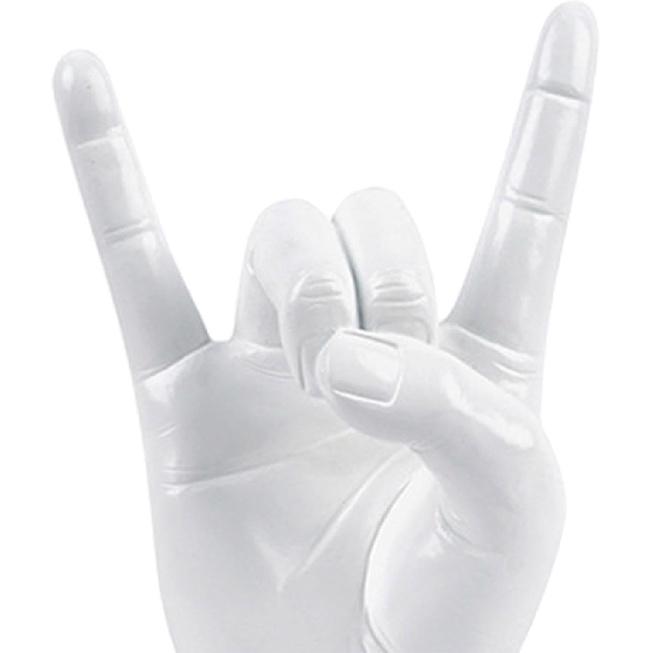 Rock Hand Gesture Statue, Finger Sculpture, Decorative Hand Sign, White Right