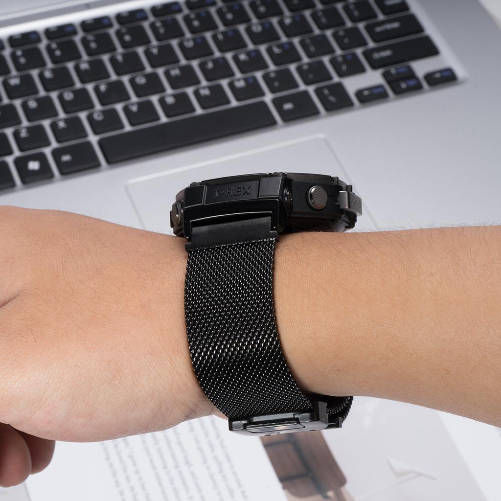 For Huami Amazfit T-Rex Pro A1918 Strap Parachute Clasp Milanese Stainless Steel Watch Band