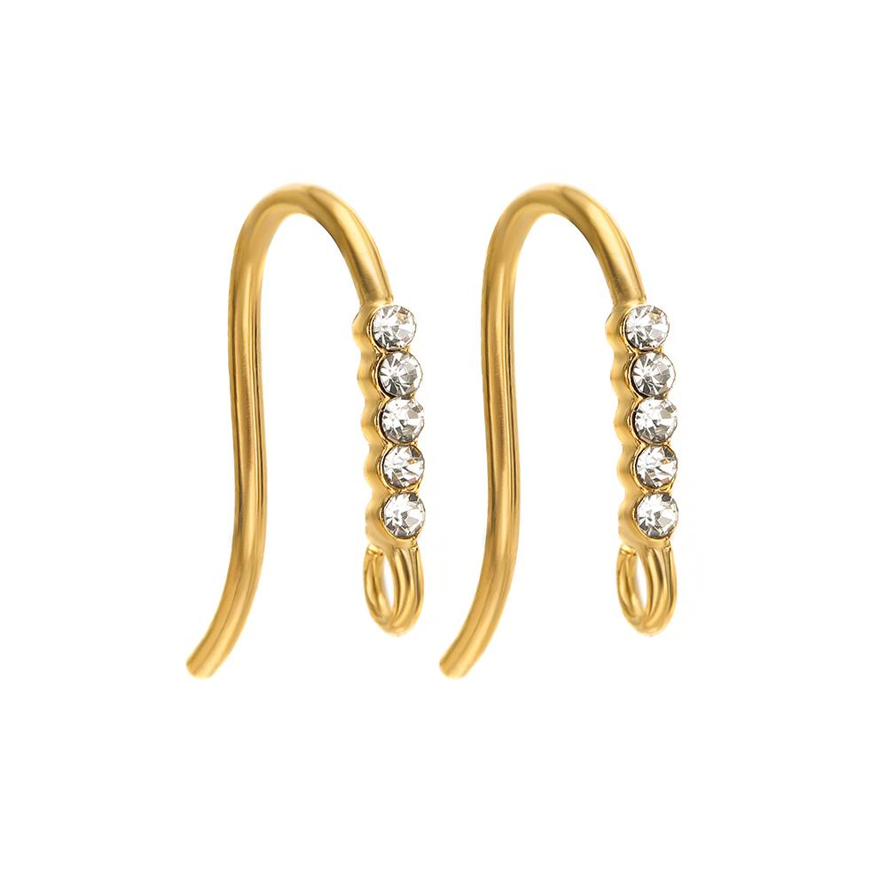 10pcs Stainless Steel PVD Gold Plated Zircon Earring Hooks Wires for DIY Jewelry Findings Accessories Handmade Earrings Making