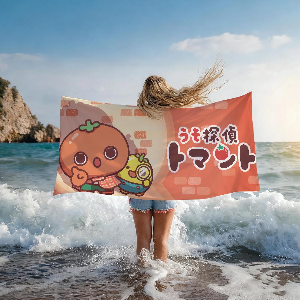 Cute U-Uso Tantei Tomato Cartoon Towel Shower Sauna Travel Spa Quick Dry Gym Accessories Soft Large Beach Towels