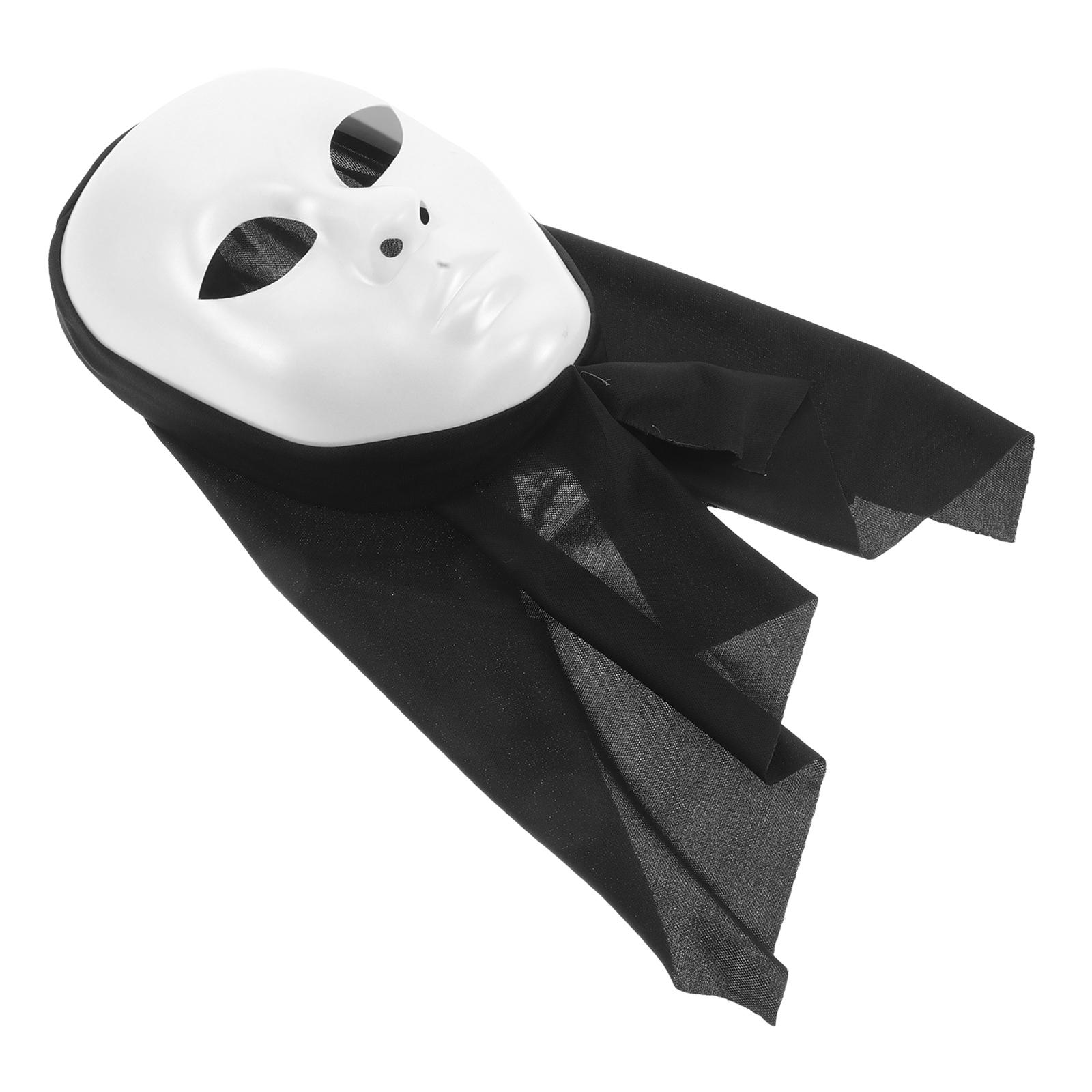 

White Full Face Mask Costume For Halloween Masquerade Party Hip Hop Dance Stage Performance Unisex Comfortable Fit Elastic чёрный