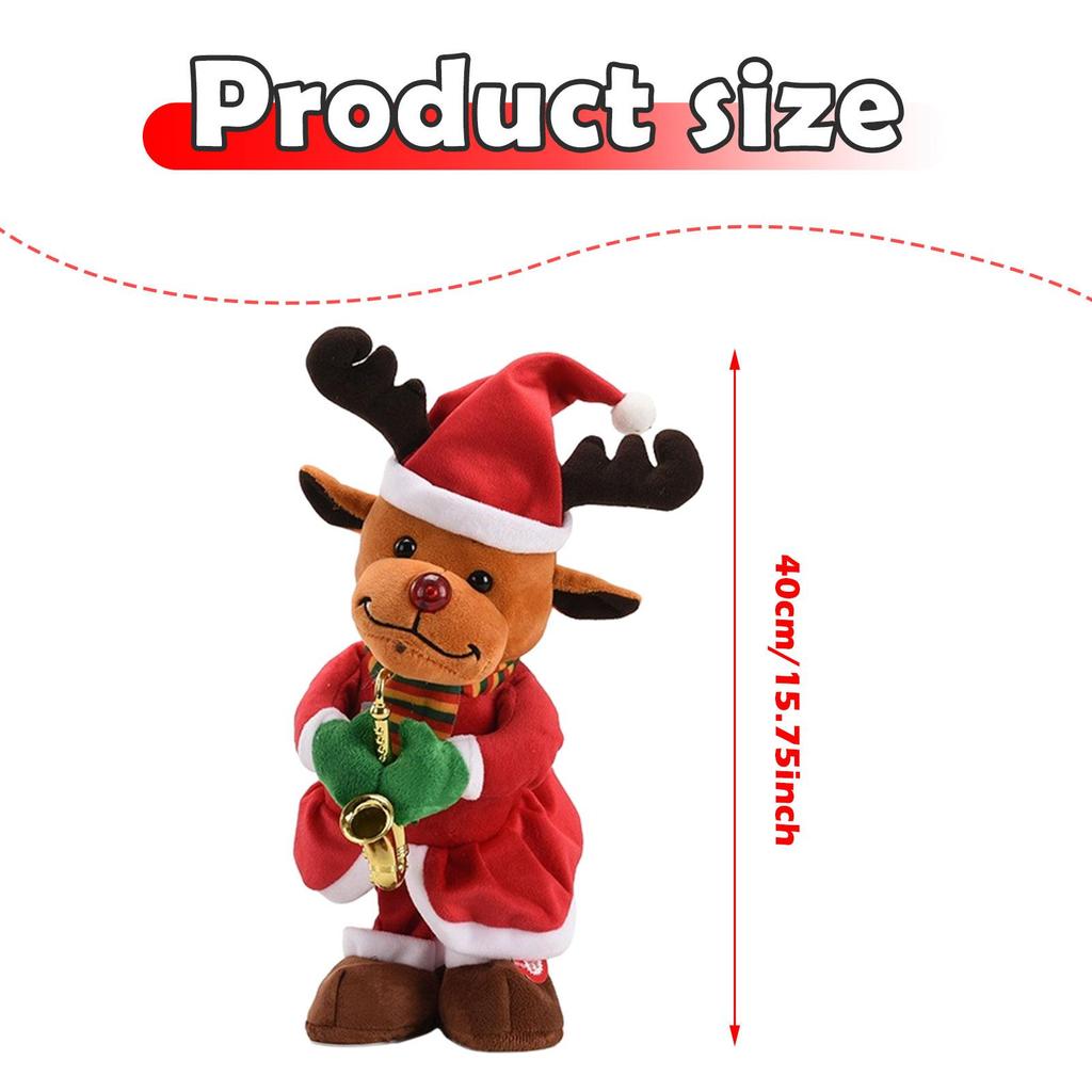 Electric Plush Toy Xmas Decor Christmas Decoration Decorative Desktop Ornament for Party Fireplace Centerpiece Home Shelf