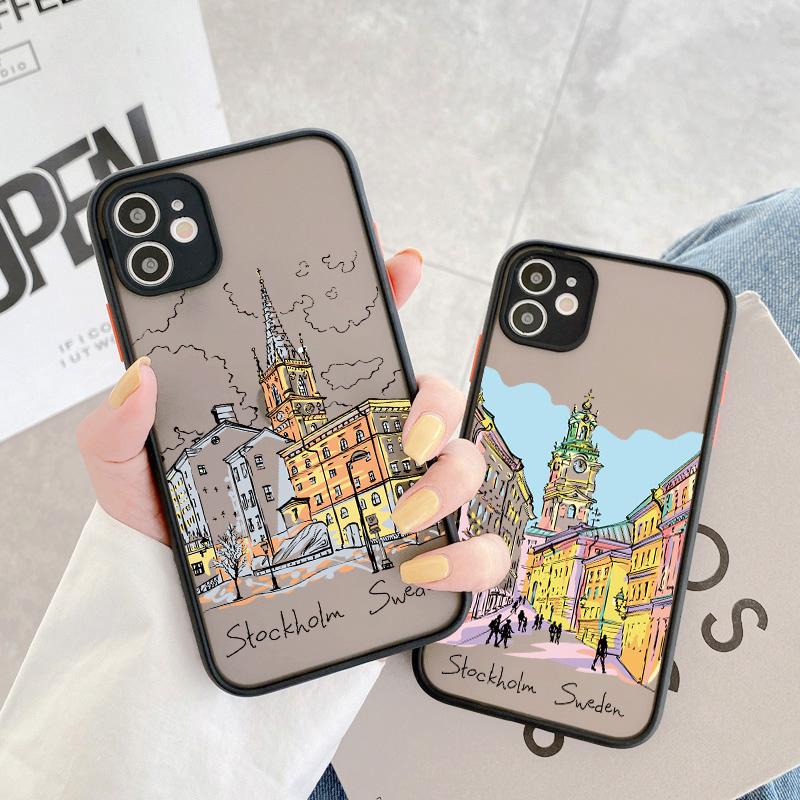Reisen Weltreise Straßenmalerei Handyhülle Für iPhone 15 14 13 11 12 Pro Max 7 8 PLUS SE2 X XS XR Harte Matte Rückabdeckung