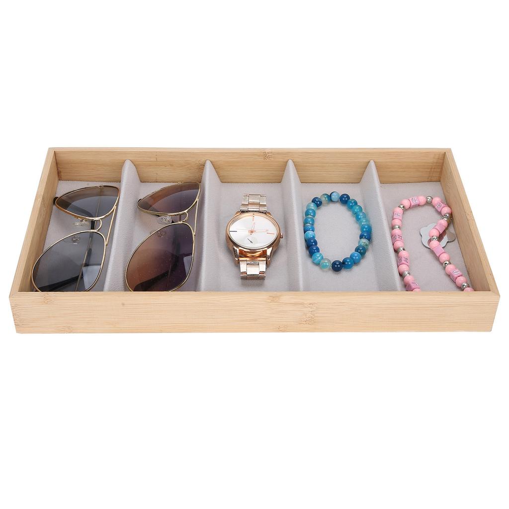5 Grids Glasses Storage Box Wooden Protection Sunglasses Display Case Jewelry OrganizerGray