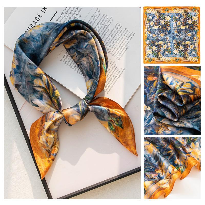 Womens Silk Scarf Printed Neck Wrap Fashion All-match Shawl 2026