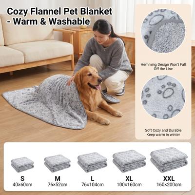 Pet Blanket for Dogs Cats - Foldable Machine Cozy Bed Cover for Crate Kennel Travel Indoor Use
