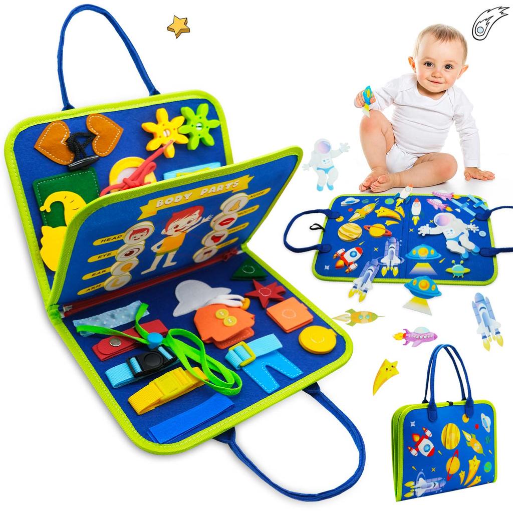 Montessori Kids Travel Toy Felt Quiet Busy Board Educational Sensory Montessori Toys Preschool Activities For Fine Motor Skills