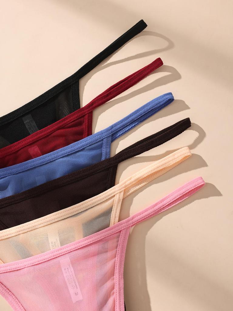 6 Stück/Set Sexy Hüftstrings Damen Bikini-Slips T-Back Unterhosen S-XXL Weiblich G-String Slip Damen String Dessous