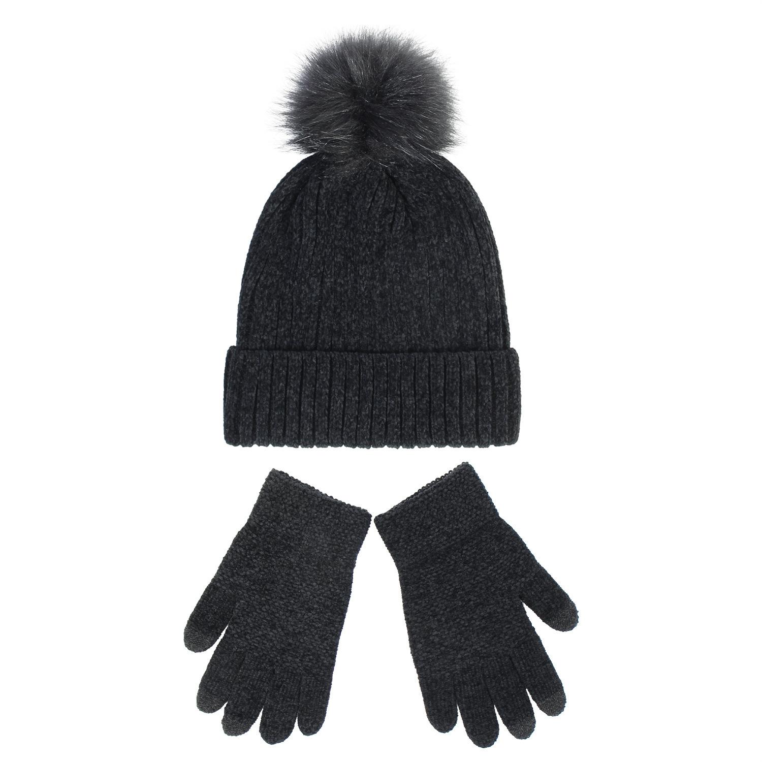 Осенне-зимняя вязаная женская шерстяная шапка из синели — фото 7