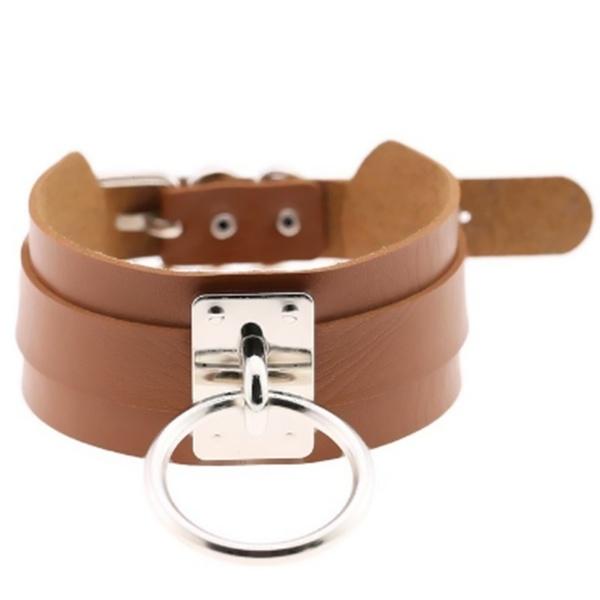 Cool Oversized Choker Fetish Argintiu/Aur O Metal Punk Stil Retro Guler din piele Bondage Sub BDSM Harness Colier