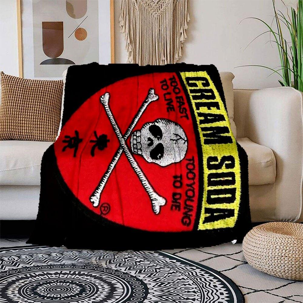 Too Fast To Live, Too Young To Die - Cream Soda Patch Blanket Flannel Throw Blanket for Sofa, Bed, Travel, Camping, Office, Couch, Chair, A 150x180cm