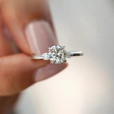 Moissanite Engagement Rings for Women S925 Sterling Sliver Plated White Gold Promise Ring for Her Gift