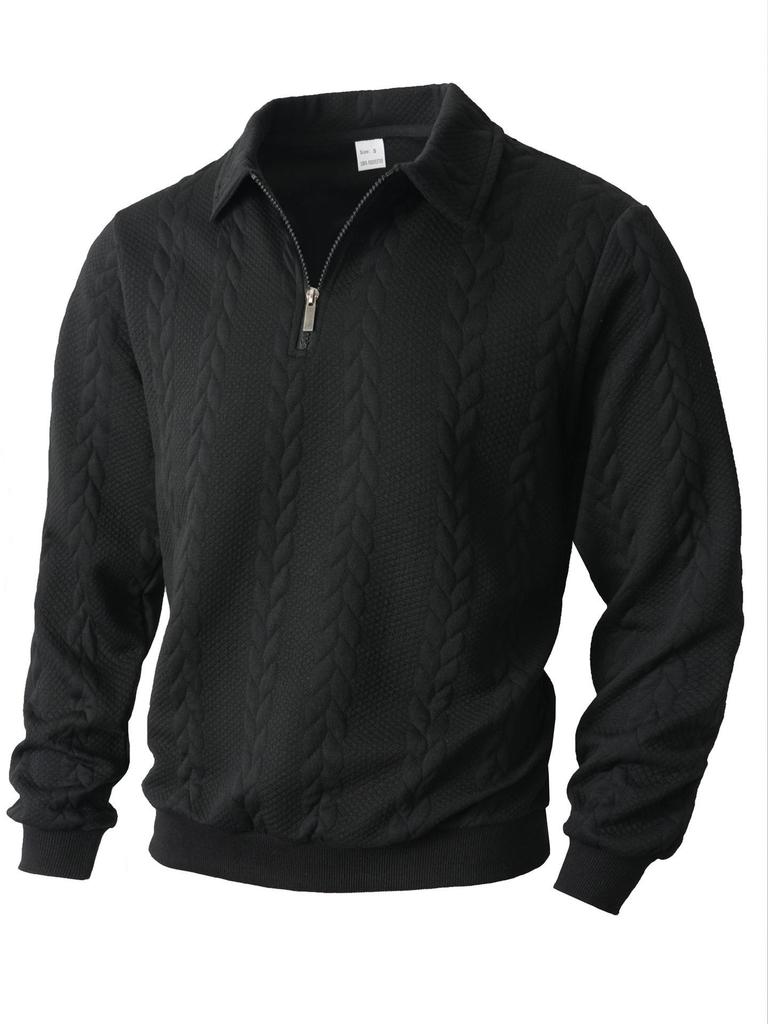 European Jacquard Knit Half-Zip Hoodie for Men - Autumn/Winter Casual Sportswear