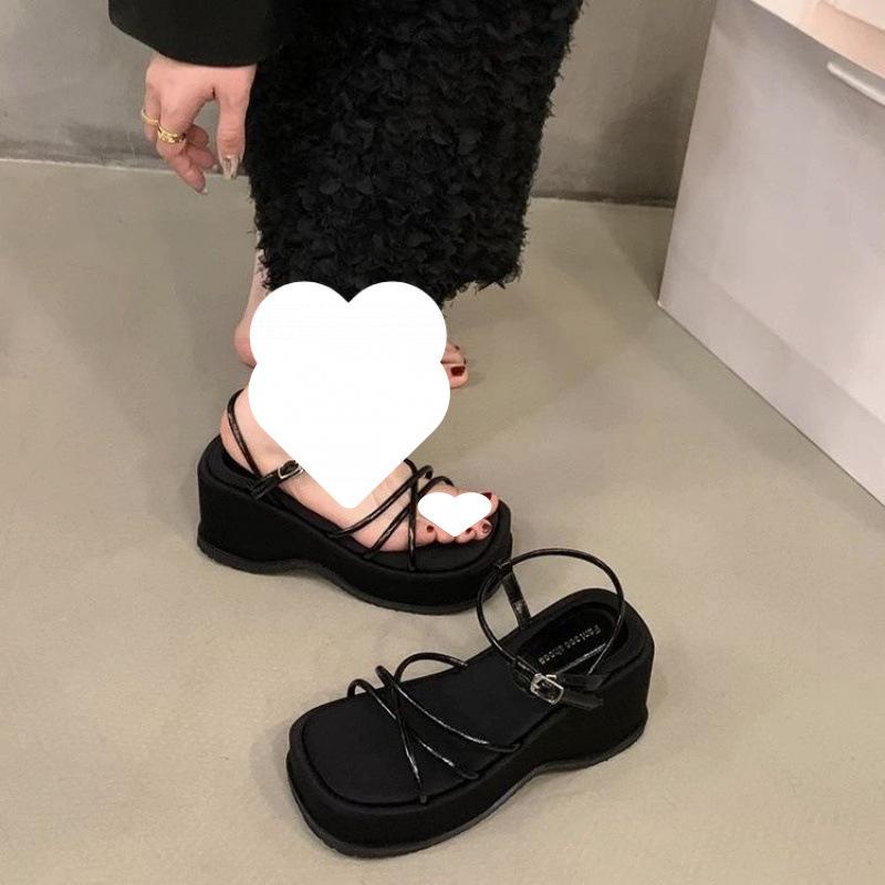 Wedge Heel Sandals Women's Summer 2025 New Summer Wear Heightening Platform Slippers Women's Skirt Fashion Roman Shoes Women