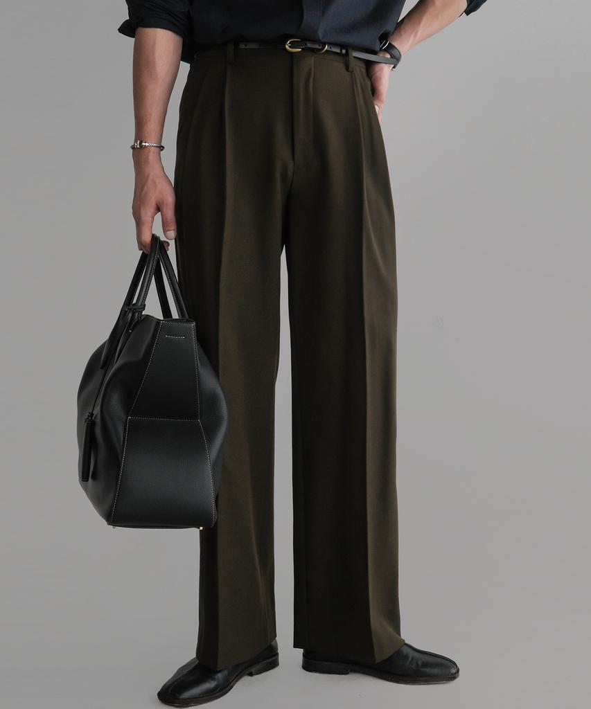 Baulopeulodeogteu Wool Tr Wide Slacks [Khaki]