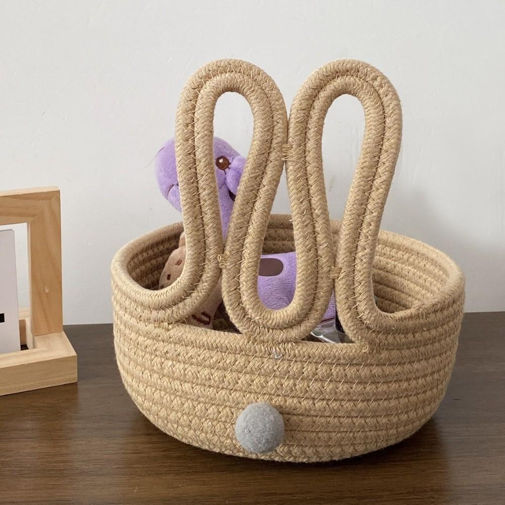 Cotton Rope Rabbit Storage Basket Hand woven Easter Gift Basket  Home Table Decor хаки