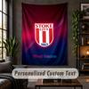 Personalisierte Wandtapisserie, Stoke City FC Benutzerdefinierter Text, Weiche Stoff-Wandkunst für die Innendekoration