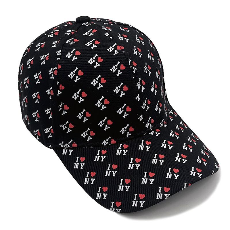 Spring And Summer Peaked Cap Sun Hat Street Personality Red Heart Ny Printed Baseball Cap Men'S Hat