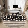1pc Black and white Abstract Pattern Office Round Area Rug,  Mat Suitable For Office, Under Office Chairs Bedroom Living Room Home Decor, Room Deco
