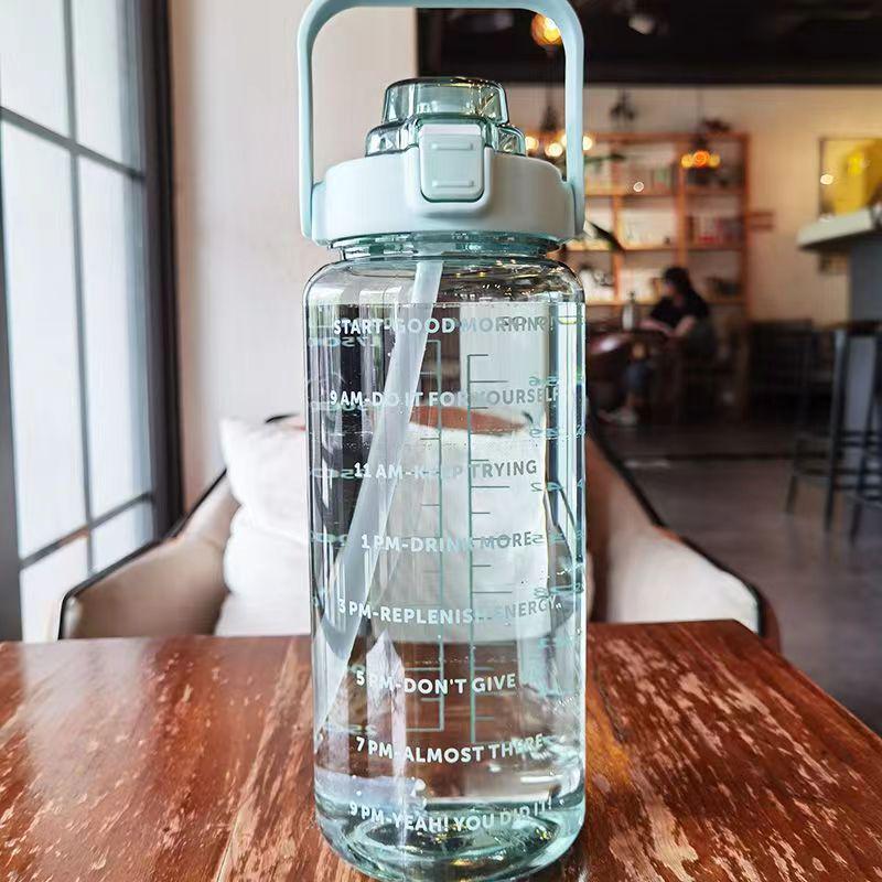 High-Capacity Sports Water Cup with Straw - Heat-Resistant Plastic, Portable Fitness Bottle