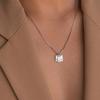 EManco Minimalist Letter Initial Jewelry Women Stainless Steel Custom Name Rectangle Engraved Alphabet Pendant Necklace