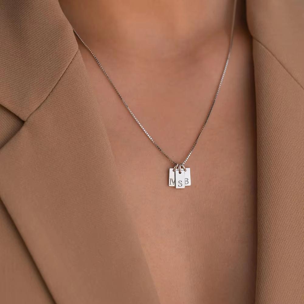 EManco Minimalist Letter Initial Jewelry Women Stainless Steel Custom Name Rectangle Engraved Alphabet Pendant Necklace