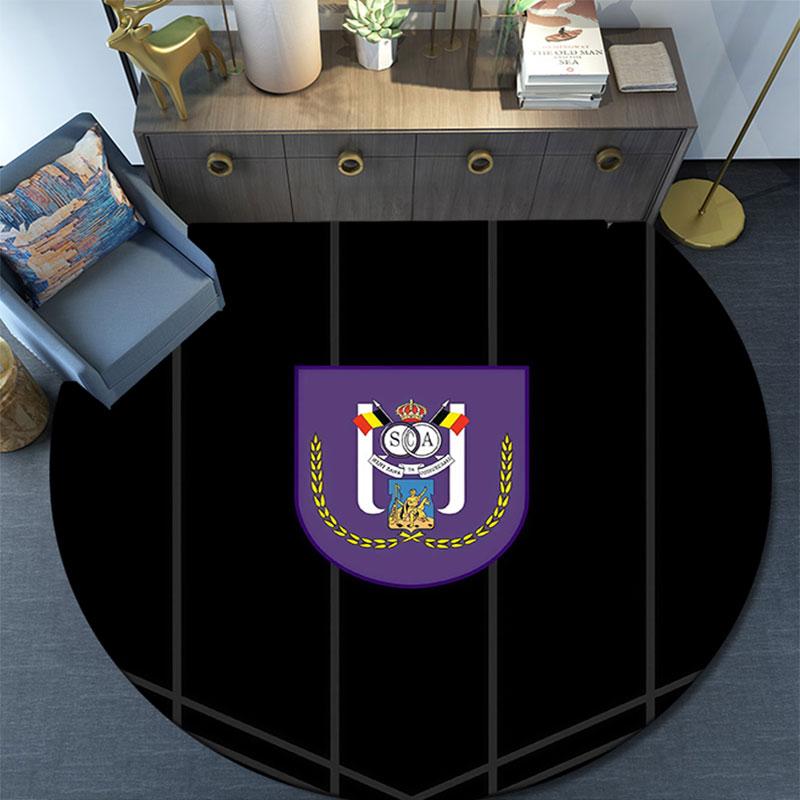 RSC Anderlecht, Tappeto Rotondo, Tappeto per Soggiorno Camera da Letto Divano Stanza dei Giochi Decorazione, Tappetino Antiscivolo