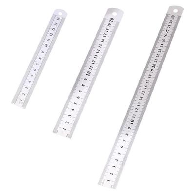 3 Pcs Metal Ruler Measuring Tool Stainless Steel Rulers with Double-Sided Scale for Students