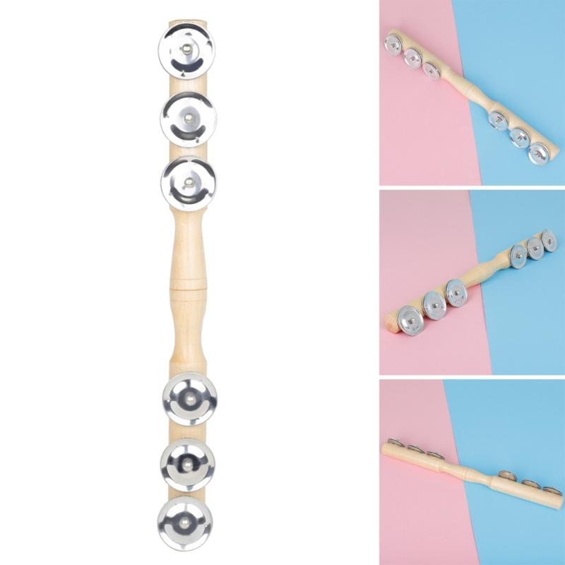Straight Tambourine Hand Bells Shaker Rattle Single Row Handheld Tambourine