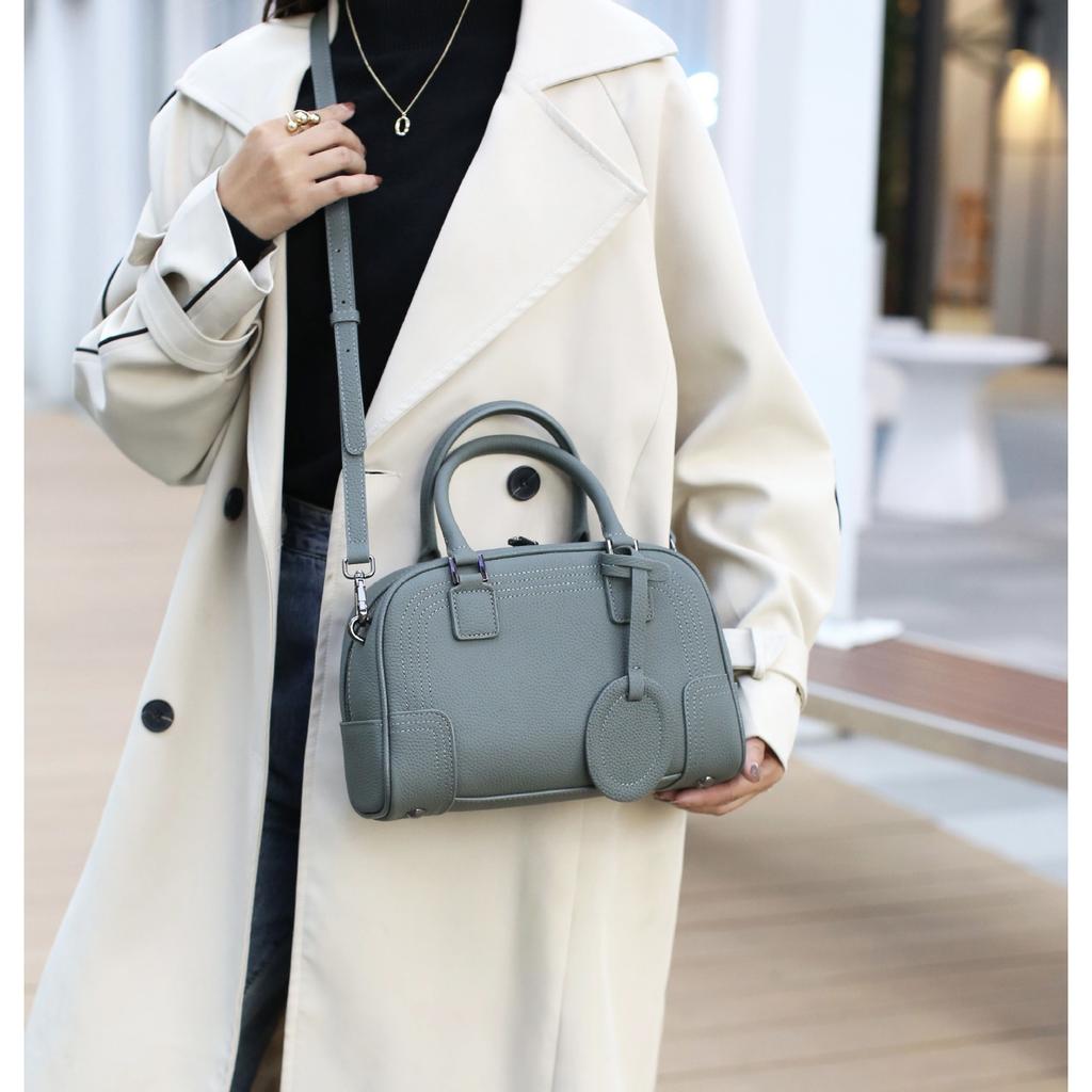 Cowhide Women's Bags, One-shoulder Crossbody Women's Bags, Fashionable Large-capacity Soft Leather Handheld Round Bags, Simple