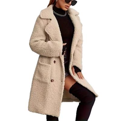Women's Mid-Length Imitation Lamb Wool Coat - Autumn/Winter, Loose Fit, Plus Velvet, Trendy European & American Style