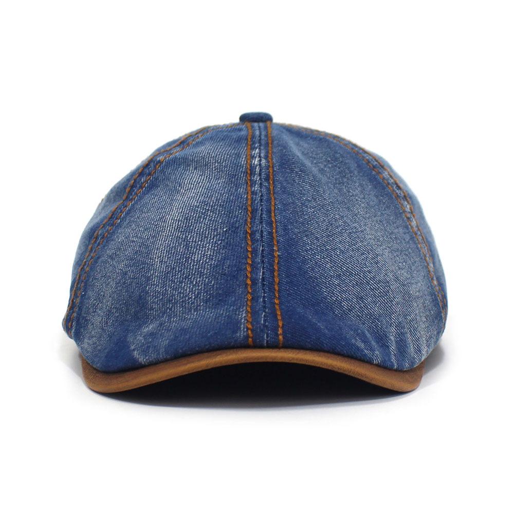 Neu gewaschener Denim-Baumwoll-Achtkant-Hut Mode-Barett für Herren und Damen Verstellbare Kappe