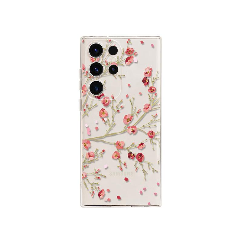 Applicable to Samsung S25ultra Apple iphone17 ins retro small floral mobile phone case painted protective case